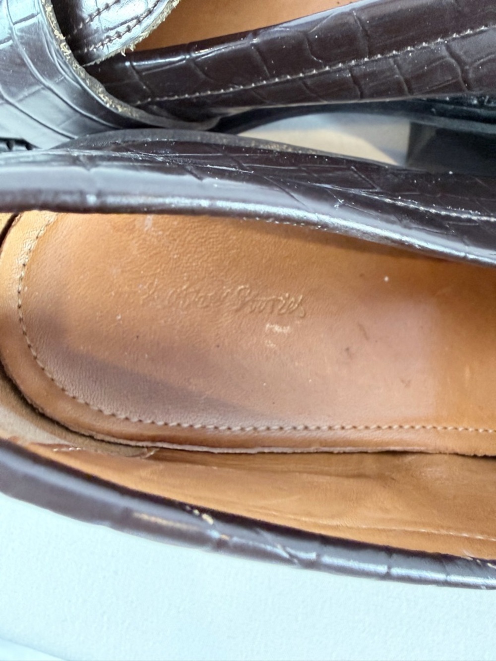 & Other Stories Croc Embossed Block Heel Loafers in Dark Brown Size 10.5 - Picture 8 of 11